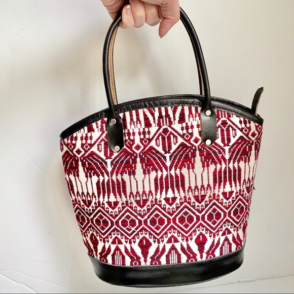 Vintage 70s Handmade Animal Design Leather Bag Red Purse Shoulder Tote - Picture 9 of 9